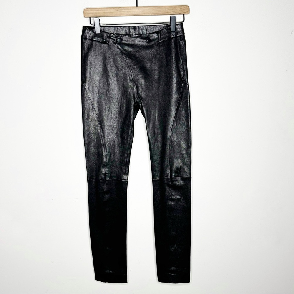Drifter 100% Lamb Leather Stretch Pants Leggings Foldover Snap Closure Small